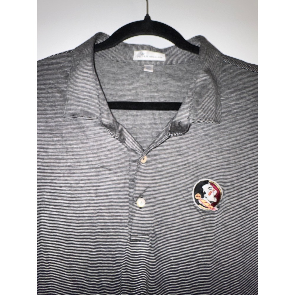 Peter Millar FSU Seminoles Polo Shirt Mens XXL Grey Striped Summer Comfort NCAA
